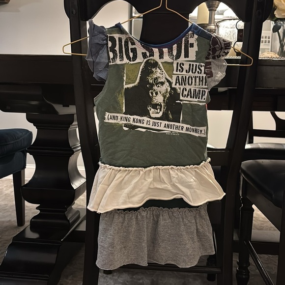 Awesome whimsical upcycled tiered shirt dress size 5/6 - Picture 1 of 4